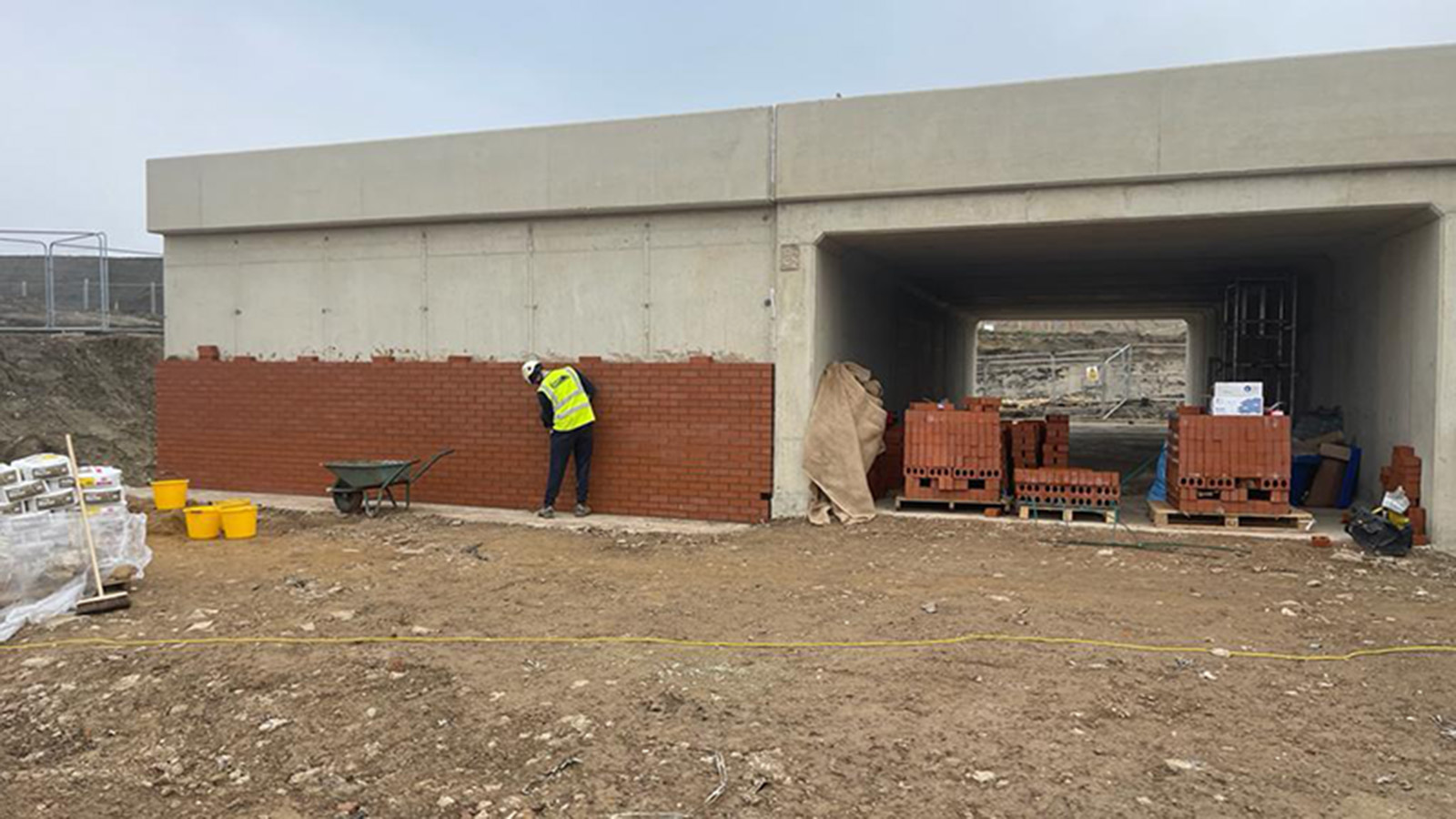 Construction worker at Milton Keynes East Development construction site